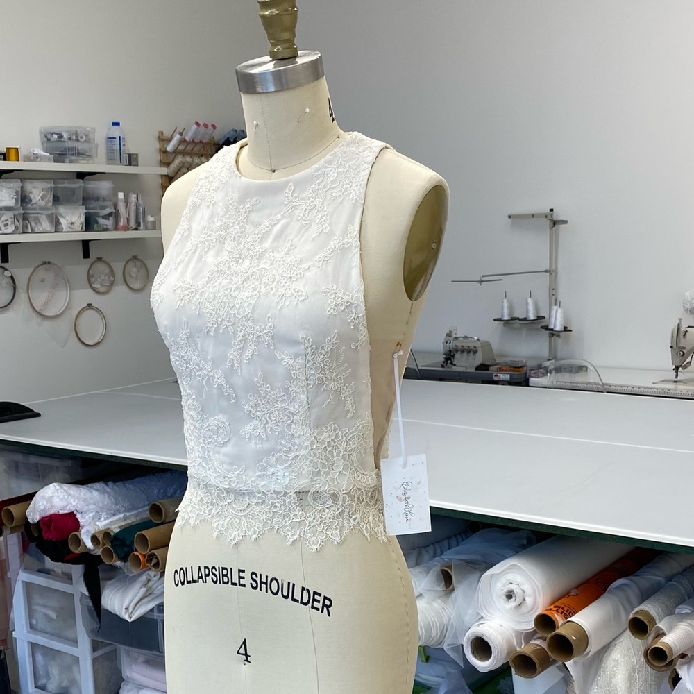 Handmade Bridal Lace Top with Cutout Sides